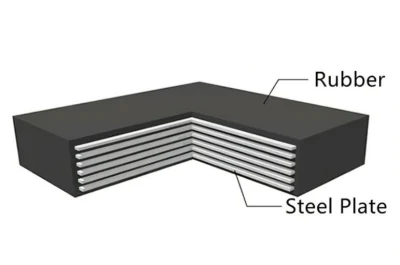 Renforcement en acier laminé avec roulement de pont en caoutchouc